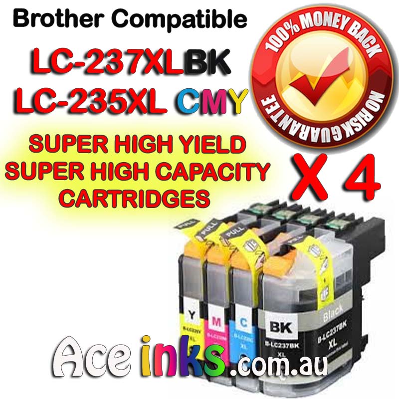 4 Pack Combo Compatible Brother LC-237XLBK /237XL CMY